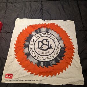 Diesel Industries Orange and Gray Bandana Scarf